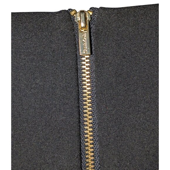 Calvin Klein Womens 16W Sleeveless Black Sheath Dress Gold Zipper Belt Accent - Picture 4 of 12